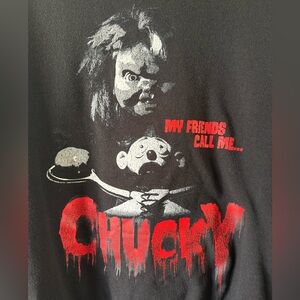 Chucky Black Graphic Sweatshirt Size L Cotton Horror Movie Child’s Play 80’s